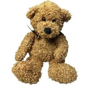 Vintage GUND Teddy Bear Plush Curly Brown Tan Stuffed Animal Bow Collectible Toy